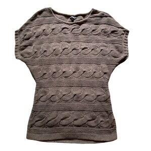 Express Taupe Brown Cable Knit Sweater Vest Scoop Neck Cap Sleeve XS
